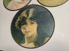 Antique Glass Framed Flue Covers- Lot Of 3 - Victorian Girl Lady Gold Rim 9 5 
