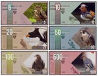  Russia The Red Book  birds  5-500 Roubles Full Set 6 Pcs  Private Issue 2015