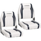 Folding Low Back Boat Seats 2 Pack  Waterproof Boat Captain Chairs Sponge Padded