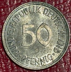 Au Details 1950 D Germany 50 Pfennig Coin-agt679
