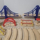 Wooden Train Track Railway Set Lot Bridges Engines Cars Trees Buildings Tracks