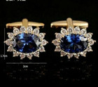 Tanzanite Oval Lab Created Diamond Shirt Men s Cufflink 14k Yellow Gold Plated