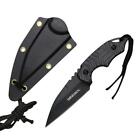 6  Full Tang Black Tactical Fixed Blade Survival Hunting Neck Knife   Sheath Edc