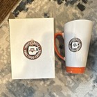 Vintage White Castle Ceramic Travel Mug Cup Orange Handle W  Original Box