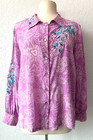 Vintage Bob Mackie 100  Silk Wearable Art Pink Shirt Sz L Embroidered Excellent