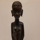 Vintage African Ebony Wood Hand Carved Woman Statue Figurine 13 