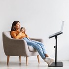 Shaped Tv Tray For Couch  Adjustable Height Side Table With 360   Swivel 180   Fli