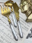 Antique 800 French Silver   Vermeil Serving Set     Ornate European Flatware