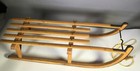 Antique Wood Davos Style Bentwood Snow Sled Sleigh Vintage Toboggan Steel Runner
