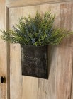 New Primitive Farmhouse Rosemary Blue Heather Vintage 1843 Wall Basket Hanging