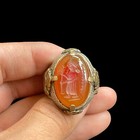 Ancient Afghanistan Old King Agate Intaglio Stone Solid Silver Ring