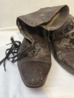 Vintage Edwardian Lace Up Boots Brown Leather High Top Wingtip Us Rubber Heel