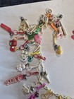 Vintage 1980s Plastic Clip On Bell Charm Necklace Lot 65 Charms Toilet Bike Usa
