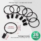 36 Pack Openable Metal Curtain Rings With Clips