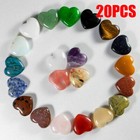 20pcs 20mm Natural Crystal Quartz Carved Heart Shaped Healing Love Gemstone   