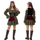Caribbean Pirate Costume Women Medieval Vintage Halloween Cosplay Dress