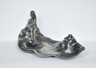 Antique Art Nouveau Silver Plated German Wmf Inkwell Nude Girl Maiden Jugednstil