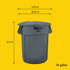 Rubbermaid Commercial Brute 44-gallon Round Plastic Vented Container - Gray