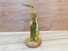 Vintage Brass Bird Sculpture  Modernist Mid Century Abstract Seagull In Flight
