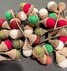 24  Small Needle Felted Wool Acorn Folk Art Christmas