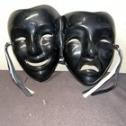 Vintage Art Black Comedy   Tragedy Ceramic Mask Decor 7 5    Wide  5    Tall 