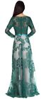 Special Occasion Formal Sheer Embroidery Floral Long Evening Gown Prom Dress
