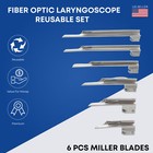 Laryngoscope Set Fiber Optic Macintosh Miller Blades 3 Handle Emt Intubation Kit