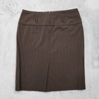 Vintage Donutz  Inc Skirt Womens 7 Juniors Brown Pinstripe Pencil Stretch Office