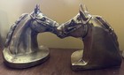 Vintage Horse Head Equestrian Pair Bookends Pmc 89b Metal Gold brass Tone