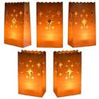 50 Pack White Paper Luminary Bags Candle Lantern Bags  Star Luminaries For 
