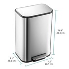 3-gallon Stainless Steel Kitchen Trash Can With Step Pedal Silent Soft-close Lid