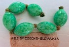 Vintage Czech-slovakia Glass Oval Beads Marbled Mint Green 10mm Qty 6
