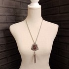 Vintage Victorian Revival Tassel Necklace Amethyst Glass Rare Estate Jewelry