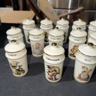 M j  Hummel Porcelain Spice Jars Set Of 24 White Lidded Vintage Kitchen Decor