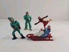 Barclay Lead Winter Figurines 1950 s Set Of 5 Figures Sled Ice Skaters Vintage 