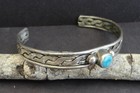 Antique Navajo Turquoise Coin Silver Cuff Bracelet 1920 s