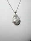 Vintage Victorian Sterling Silver Revolving Locket Necklace Silver Etched