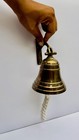 5    Antique Brass Nautical Ship Bell Marine Wall Hanging Rope Pull Indoor Outdoor