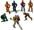 7 Vintage Barclay Lead Cast Metal Winter Series Toy Ice Skaters And Skier 1940s