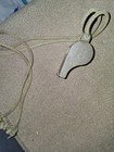 1944 Usn Antique Metal Whistle With Cord Lanyard Strap