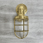 Brass Nautical Wall Sconce With Salvaged Ship Light Cage And Glass Globe