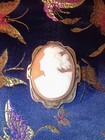 Vintage Cameo Brooch  Oval Lady Portrait  Sterling Frame 