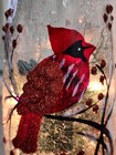 Yankee Candle Christmas Winter Birds Crackle Glass Votive Holders Vase 4pc Lot
