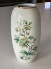 Vintage Hollohaza Hungary Porcelain Floral Vase With Gold Trim