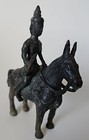 Vintage Asian 19th Century Burmese Deity Bronze Cast Warrior Horseback Figurine