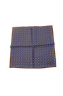 Ermenegildo Zegna Mens Geometric Printed Silk Pocket Square Navy Brown 13 x13 