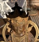 Buddha Statue Gilt Bronze Dzambhala Wealth Prosperity Tibetan Antique 8 1 2   