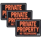 3 Pack Large No Trespassing Signs Private Property  9 25 X 14  Aluminum Orange
