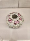 Vintage Hand Painted Pink Roses W  Gold Victorian Porcelain Lidded Hair Receiver
