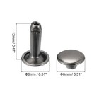 100 Sets Leather Rivets 8mm Double Cap Rivets 12mm Height Studs Gun-black